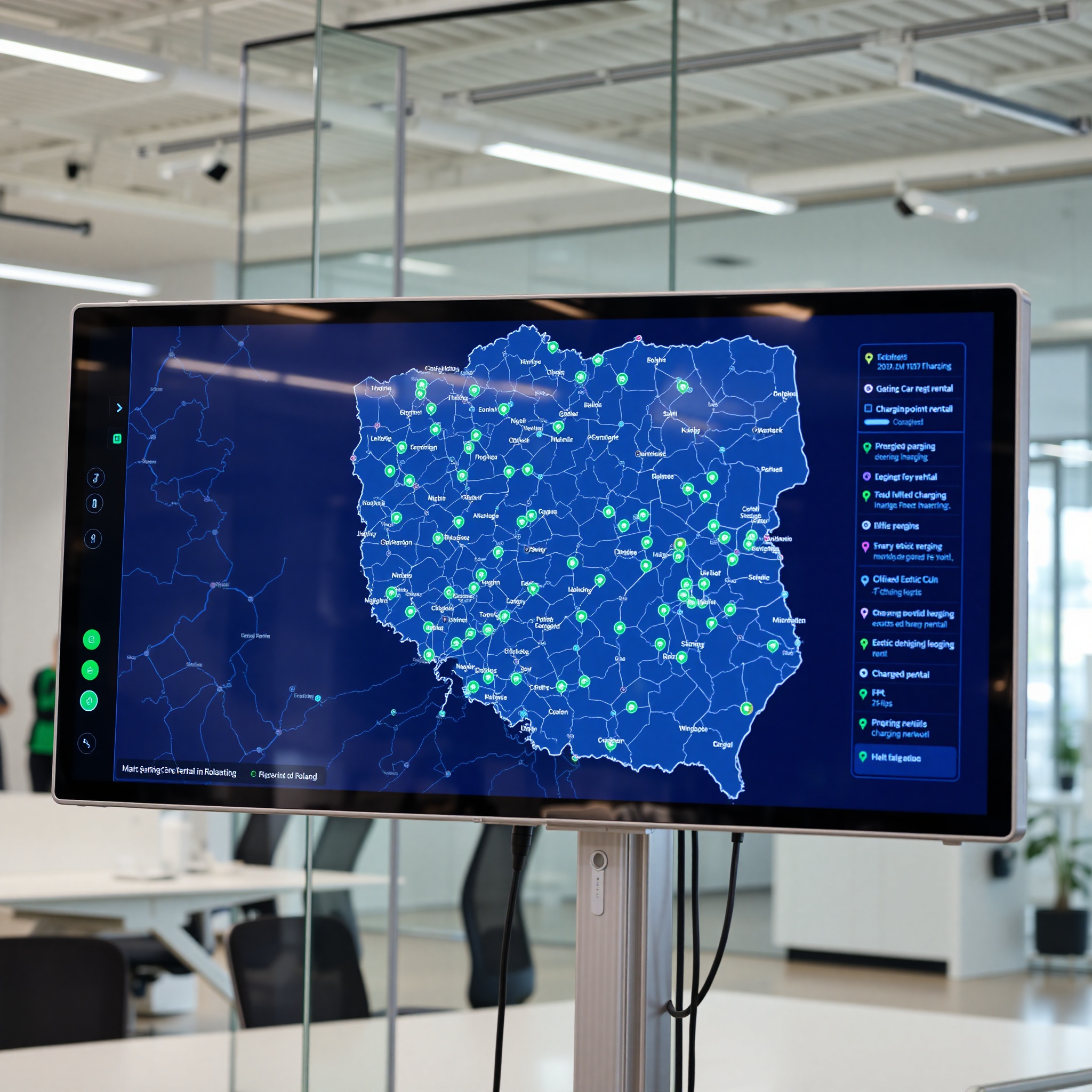 EV charging station network map showing coverage across Poland